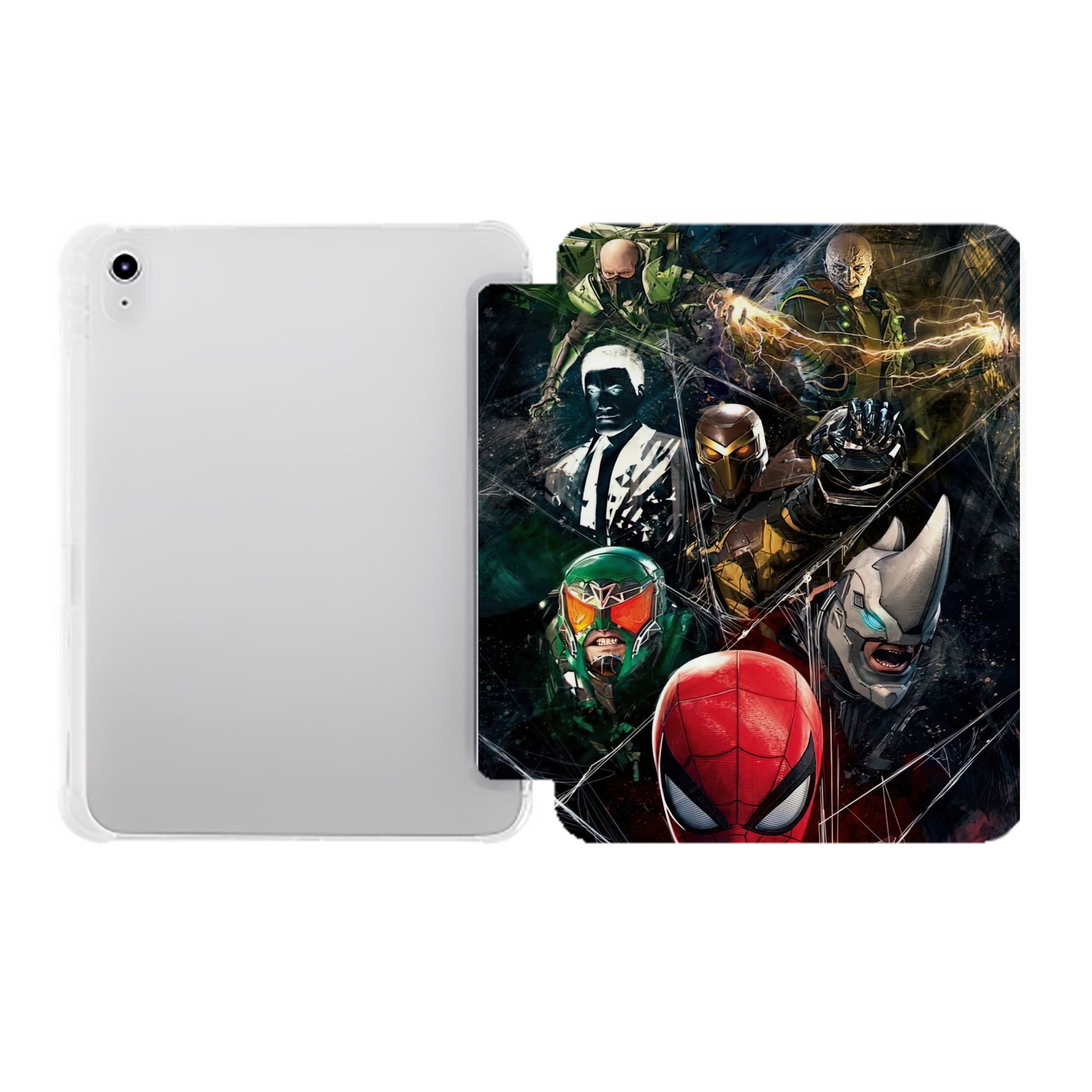 （画像用） Spider Man スパイダーマン IPad ケース ペン収納付き 三つ折りスタンド PUレザー×シリコン 対応機種9.5/10.5/10.9インチ